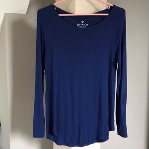 Blue Long Sleeve American Eagle Soft T-Shirt